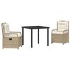 vidaXL Have Spisebordss&aelig;t 3 stk. Beige og cremehvid polyrattan