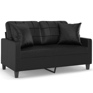 vidaXL 2-personers sofa med pyntepuder 120 cm kunstl&aelig;der sort