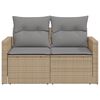 vidaXL 2-personers havesofa med hynder polyrattan beige