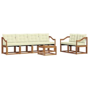 vidaXL Udend&oslash;rs sofagruppe med pude 7 pcs Naturlig og Fl&oslash;de