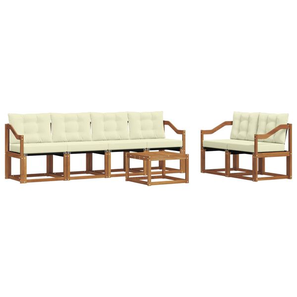 vidaXL Udend&oslash;rs sofagruppe med pude 7 pcs Naturlig og Fl&oslash;de