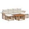vidaXL Havesofa S&aelig;t 7 stk. Naturlig og Creme Hvid polyrattan