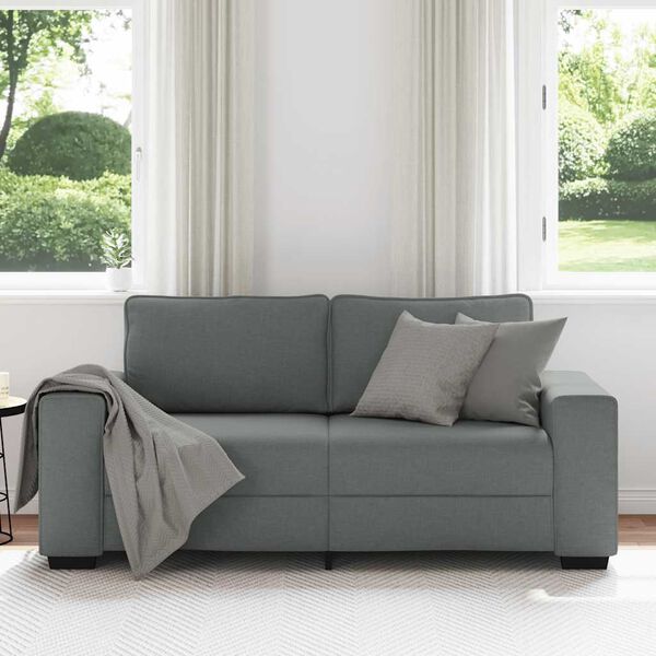 vidaXL 2-personers sofa 180x77x82 cm stof m&oslash;rkegr&aring;