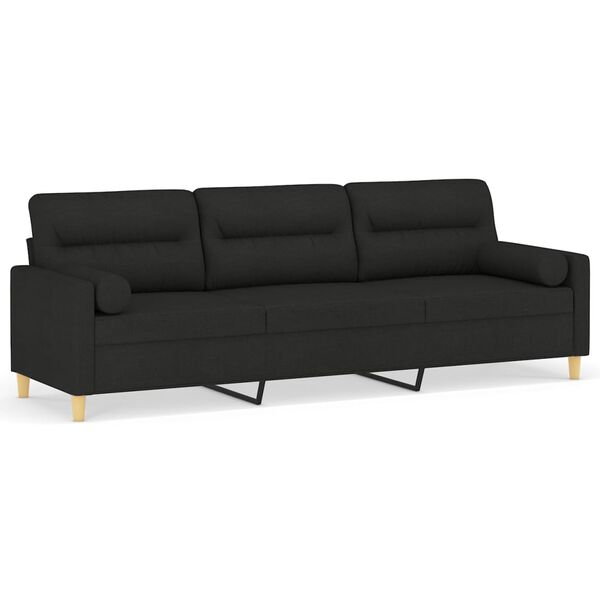 vidaXL 3-personers sofa med puder og hynder 210 cm stof sort
