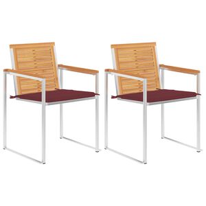 vidaXL havestole med hynder 2 stk. massivt akacietr&aelig; og st&aring;l
