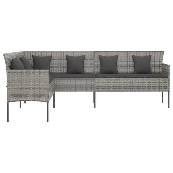 vidaXL L-formet havesofa med hynder polyrattan gr&aring;