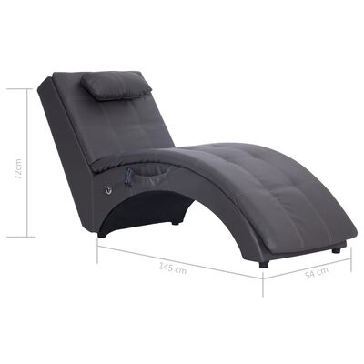 vidaXL massagechaiselong med pude kunstlæder grå