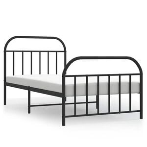 vidaXL sengeramme med sengegavl og fodg&aelig;rde 100x190 cm metal sort