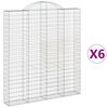 vidaXL buede gabionkurve 6 stk. 200x30x220/240 cm galvaniseret jern