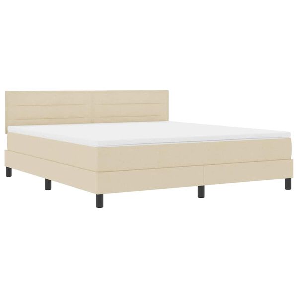 vidaXL Box spring seng med madras med LED Creme 180 x 200 cm Stof