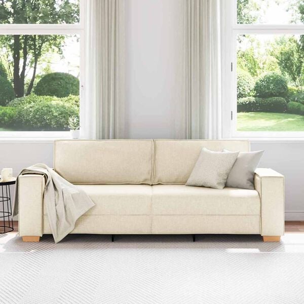 vidaXL 3-personers sofa Beige 220 cm Linned-blandet stof