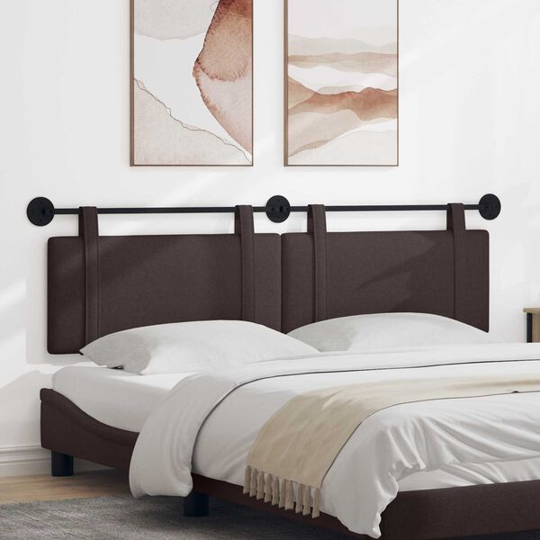 vidaXL H&aelig;ngende Hovedgavl V&aelig;gmonteret M&oslash;rk Brun 190 x 55 x 5 cm Stof