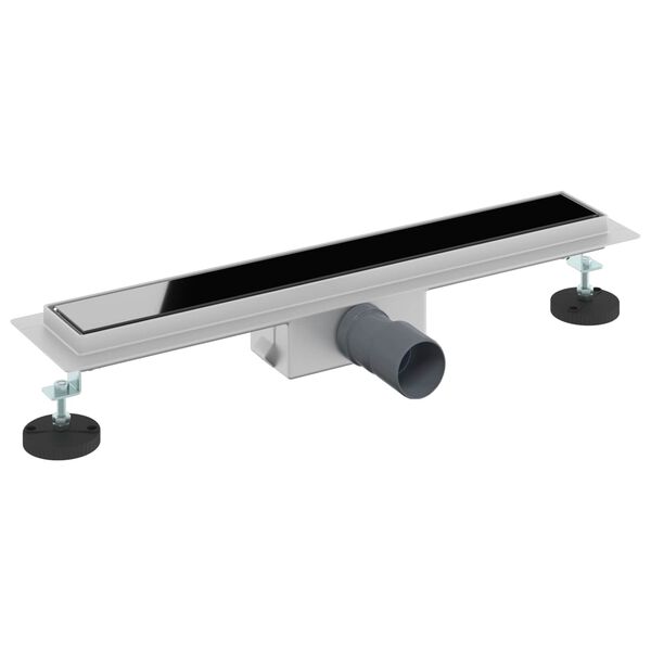 vidaXL Bruserafl&oslash;b med glasl&aring;g Sort 60 cm Rustfrit St&aring;l 304