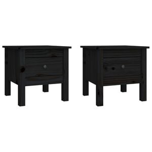 vidaXL sideborde 2 stk. 40x40x39 cm massivt fyrretr&aelig; sort