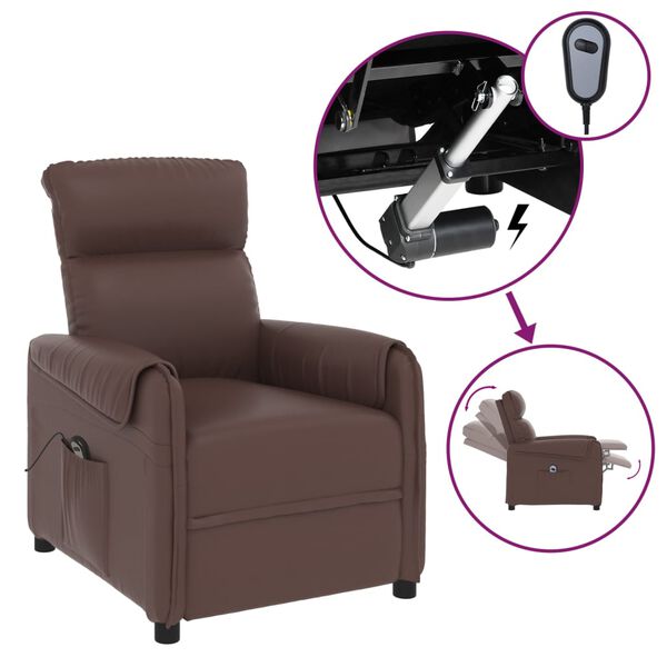 vidaXL eldrevet l&aelig;nestol kunstl&aelig;der brun