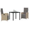 vidaXL Have Spisebordss&aelig;t med pude 3 pcs Beige polyrattan