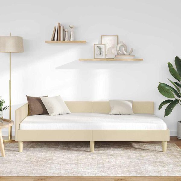 vidaXL Hj&oslash;rnesengramme med hovedg&aelig;rde Creme 100 x 200 cm Stof