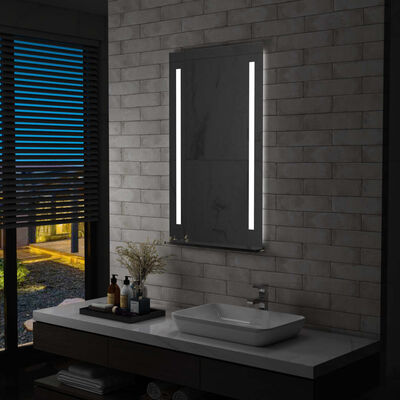 vidaXL LED-badeværelsesspejl med hylde 60x100 cm