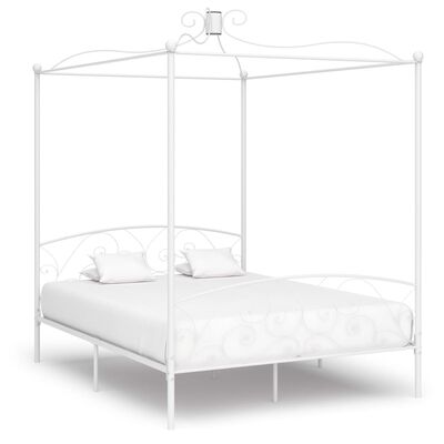 vidaXL sengestel til himmelseng 160 x 200 cm metal hvid