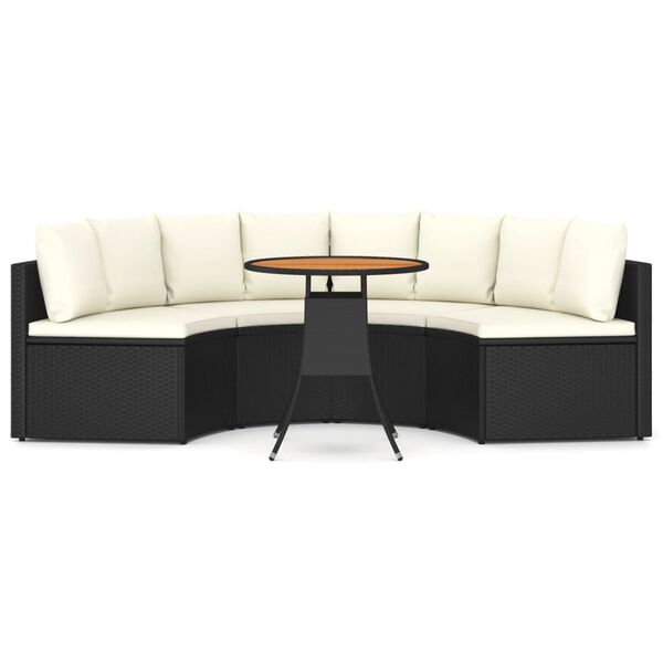 vidaXL sofas&aelig;t til haven 5 dele med hynder polyrattan sort