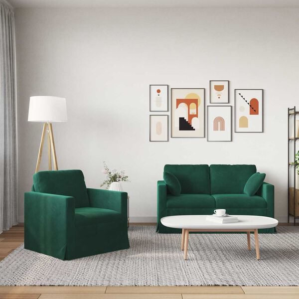 vidaXL Sofa 2 pcs M&oslash;rkegr&oslash;n