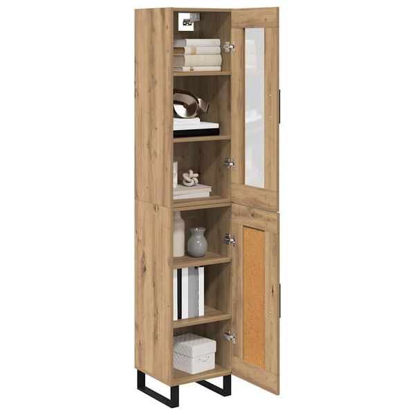 vidaXL Highboard Artisan Egetr&aelig; 34,5 x 34 x 180 cm Konstrueret tr&aelig;