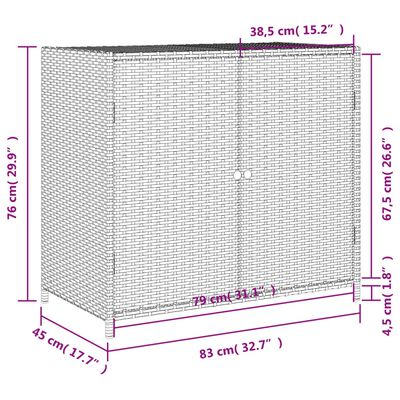 vidaXL opbevaringsskab til haven 83x45x76 cm polyrattan sort