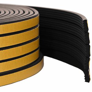 vidaXL Selvklebende vindues t&aelig;tningsb&aring;nd Sort 15 x 8 mm 12 m EPDM-skum