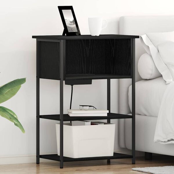 vidaXL Natskab Sort eg 55 x 31 x 76 cm Konstrueret tr&aelig;