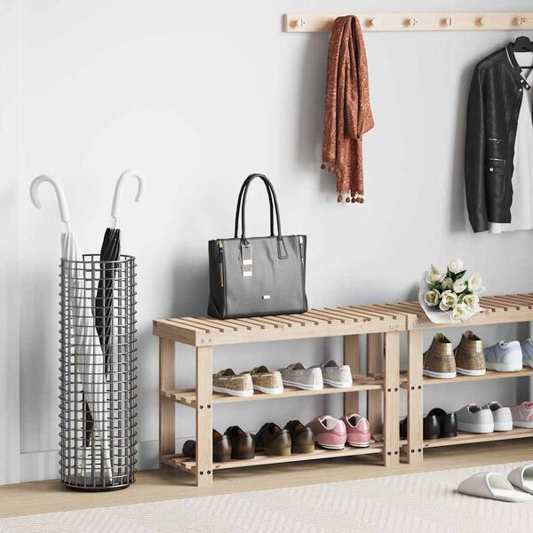 vidaXL 2-i-1-skoreol med b&aelig;nks&aelig;de i massivt grantr&aelig;