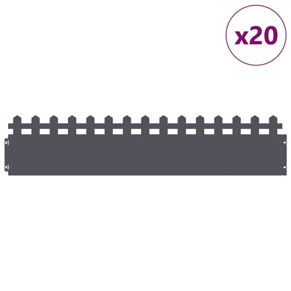 vidaXL Pl&aelig;nekanter 20 pcs Antracit 103 x 0,05 x 22 cm St&aring;l