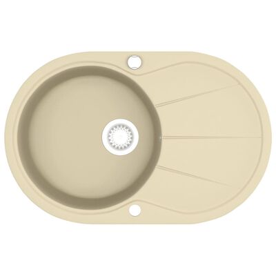 vidaXL køkkenvask granit enkelt vask oval beige