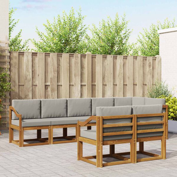 vidaXL Udend&oslash;rs sofagruppe med pude 8 pcs Naturlig og Lys Gr&aring;