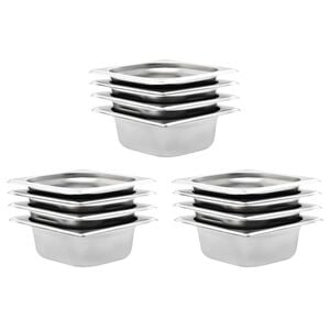 vidaXL gastronorm beholder 12 stk. GN 1/6 65 mm rustfrit st&aring;l