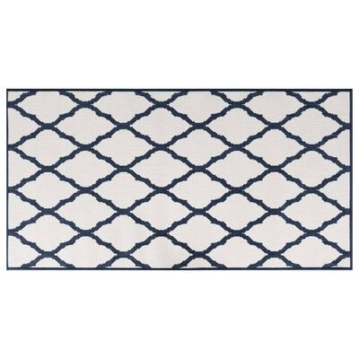 vidaXL udendørs gulvtæppe 80x150 cm vendbart design marineblå og hvid