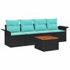 vidaXL Havesofa S&aelig;t 5 stk. 4-Antal s&aelig;der Sort og turkis polyrattan