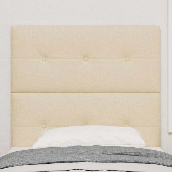 vidaXL LED sengegavl med LED -strimmellys Creme 90 cm Polyester