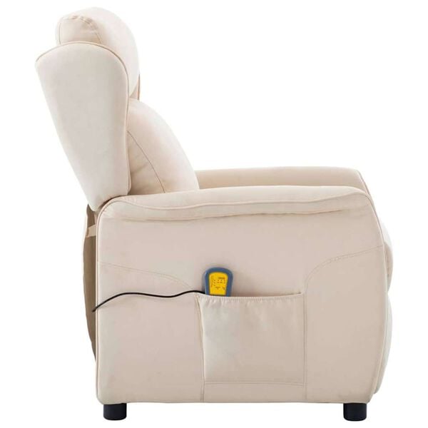 vidaXL Massagestol med pude Creme 93.5 x 67.5 x 101.5 cm Stof