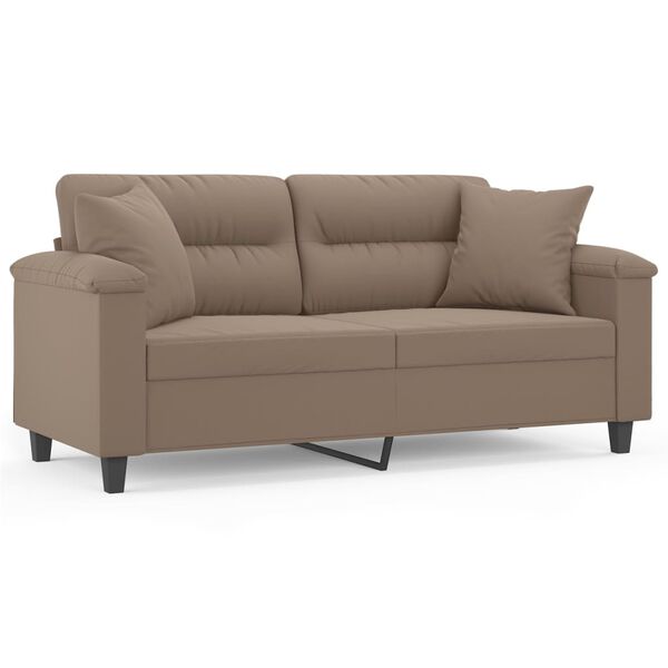 vidaXL 2-personers sofa m. puder hynder 140 cm mikrofiberstof gr&aring;brun