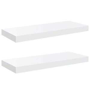 vidaXL v&aelig;ghylder 2 stk. 60x23,5x3,8 cm MDF hvid h&oslash;jglans