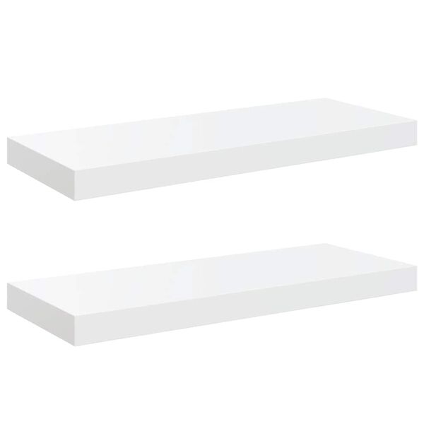 vidaXL v&aelig;ghylder 2 stk. 60x23,5x3,8 cm MDF hvid h&oslash;jglans