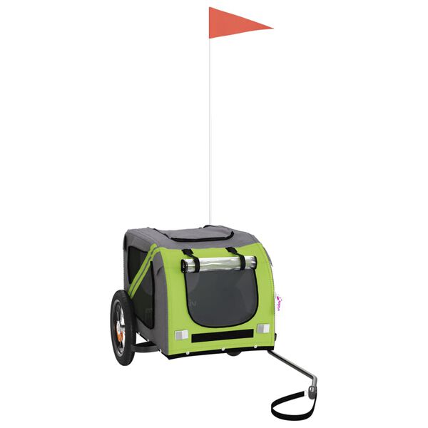 vidaXL cykeltrailer til k&aelig;ledyr oxfordstof og jern gr&oslash;n og gr&aring;