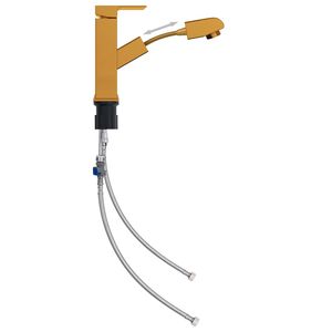 vidaXL vandhane m. udtræksfunktion til badeværelsesvask 157x172 mm guld