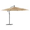 vidaXL haveparasol med LED-lys og st&aring;lstang 269x269x235 cm brun