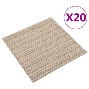 vidaXL tæppefliser 20 stk. 5 m² 50x50 cm stribet beige