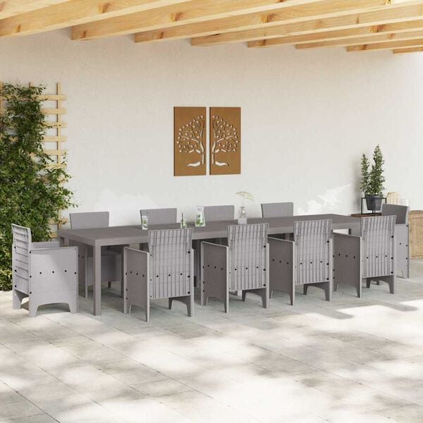 vidaXL Havem&oslash;bel Bord Lysegr&aring; 350 x 100 x 74 cm polyrattan