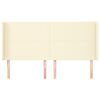 vidaXL sengegavl med kanter 203x16x118/128 cm kunstl&aelig;der cremefarvet
