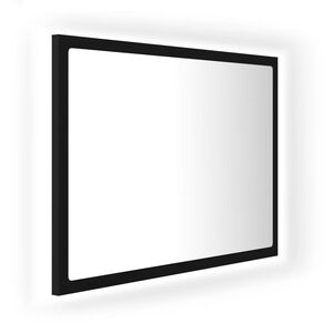 vidaXL badev&aelig;relsesspejl med LED-lys 60x8,5x37 cm akryl sort