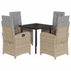 vidaXL spisebordss&aelig;t til haven 5 dele med hynder polyrattan beige