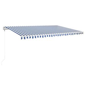 vidaXL markise 500x350 cm automatisk betjening bl&aring; og hvid